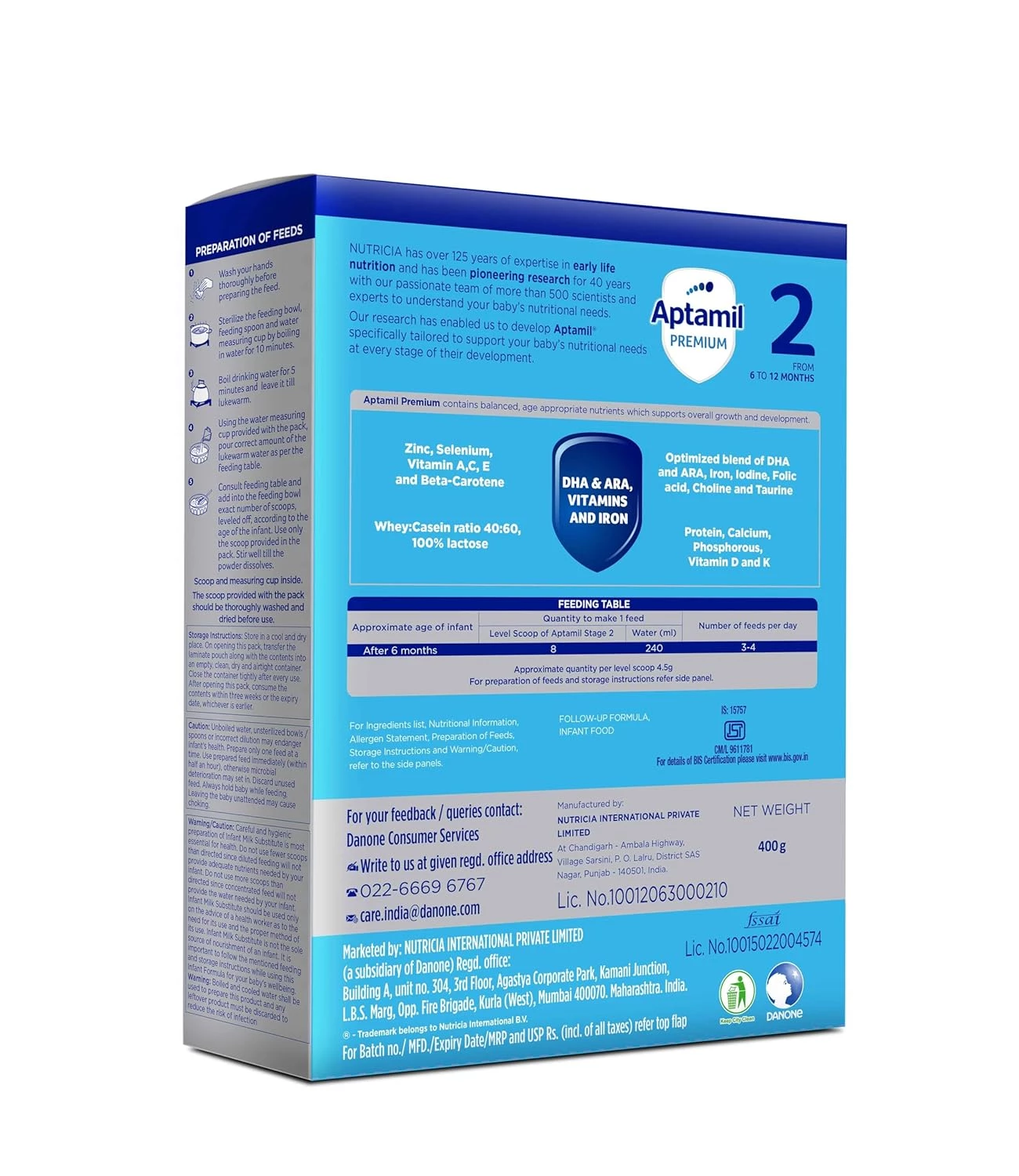 Aptamil Premium Infant Formula Milk Powder for Babies-Stage 2 6-12 Months, 400 g-2.webp